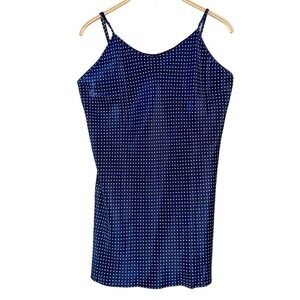 UNDERCOVER WEAR Womens size 1X Chemise Satin Blue White Polka Dots Nightie NEW